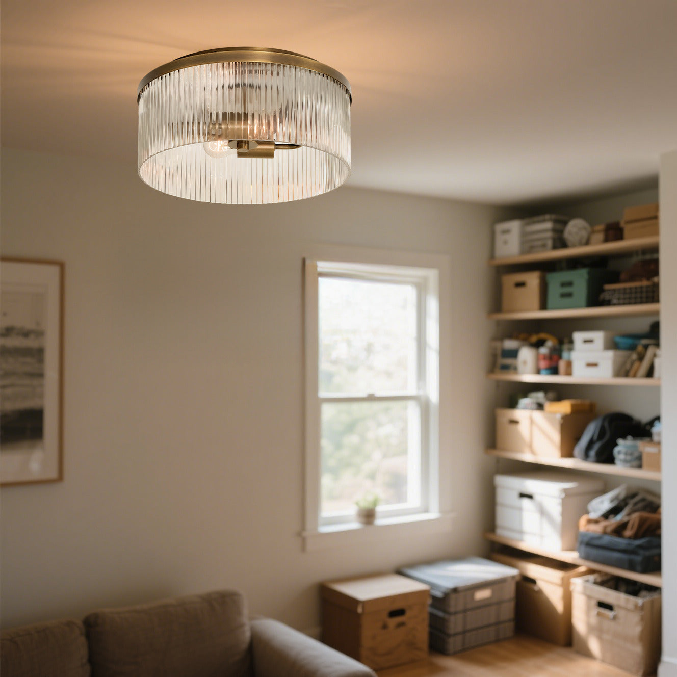 Elegant Ribbed Glass Ceiling Lamp