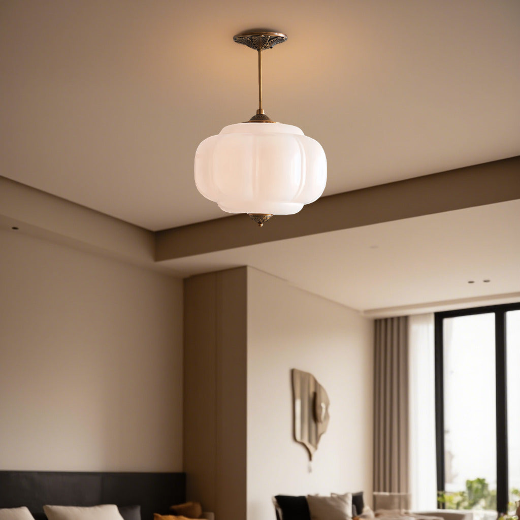 Vintage Glass Ceiling Light – Elegant Semi-Flush Lighting