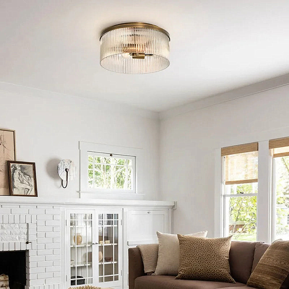 Elegant Ribbed Glass Ceiling Lamp