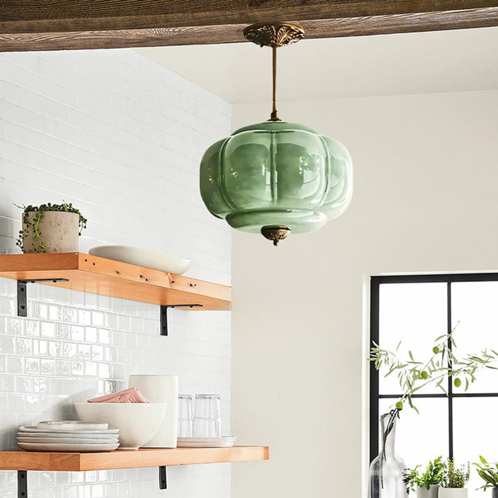 Vintage Glass Ceiling Light – Elegant Semi-Flush Lighting